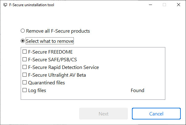 f secure uninstallation tool
